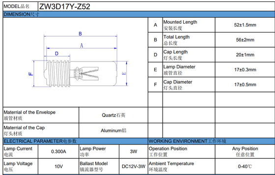 Ballast UV 12VDC Ballast elektronik 3W UV daya kecil membunuh bakteri